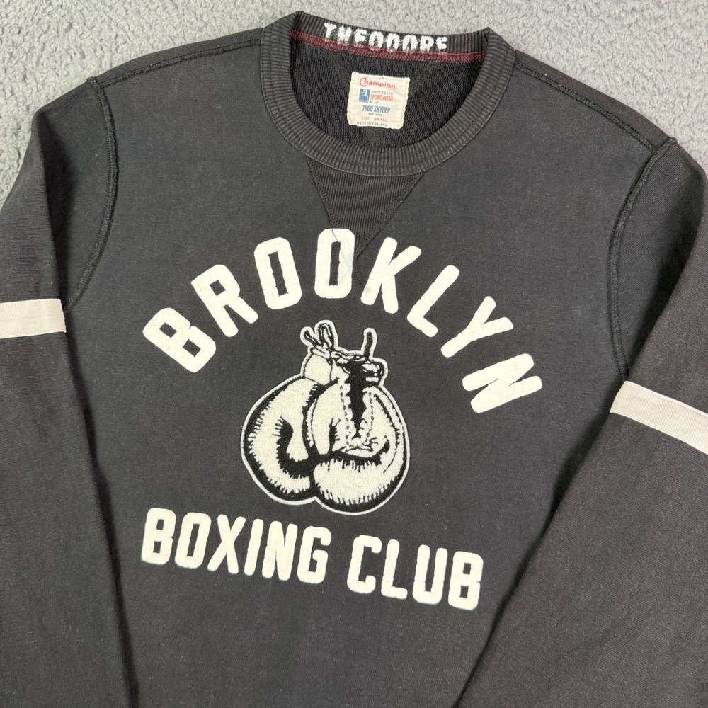 Todd Snyder Champion Sweatshirt Mens S Black Brooklyn Boxing Club Varsity Ali